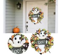 Couronne de poupée d'Halloween pour porte d'entrée, décoration d'intérieur qui ne nécessite pas de montage et peut immédiatement améliorer l'atmosphère festive de votre spa KzW811 (blanc, 42 cm)