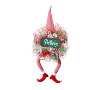Couronne de poupée sans visage élégante à longues pattes portant un chapeau pour porte d'entrée, mur, vacances, fête, décoration d'intérieur, grande porte d'entrée