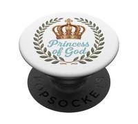 Couronne de Princesse de Dieu avec Inscription élégante PopSockets PopGrip Adhésif