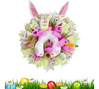 Couronne De Printemps - 1 Couronne De Lapin De Pâques, Décoration De Mur Et De Porte, Guirlande Extérieure Artificielle Printemps-été | pour Porte D'entrée, Salon, Chambre À Coucher, Cuisine, Entrée,