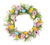Couronne de printemps avec œufs, couronnes de Pâques pour porte d'entrée | Couronne de Pâques aux œufs colorés, couronne de fleurs de printemps - Couronne de porte de ferme, marguerites, décorations d
