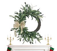 Couronne De Printemps,Feuilles d'Résistantes aux UV | Décoration de Porte Printanière | Feuilles d'olive Réalistes Résistant aux UV Extérieur Salon Chambre Jardin