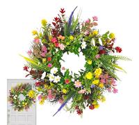 Couronne de printemps - Fleur Sauvage Artificielle, Couronne de Printemps Eté, Colorée, Verdure Et Convient | Pour Salon Chambre Balcon Mur Fenêtre Patio Jardin Jardin Jardin Décorations De Fête en