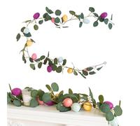 Couronne de printemps pour porte principale - Guirlande avec œufs décoratifs colorés - Semaine Sainte pour décorer un porche, un mur, une fenêtre, une maison, une table, une cuisine, un bureau