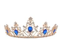Couronne de Reine en Alliage avec Pierres Bleues, Tête Élégante