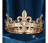 Couronne de roi, couronnes de roi pour hommes, couronne baroque vintage en cristal noire. Couronne de roi de bal, couronne maléfique, couronne de luxe en strass et argent pour anniversaire, bal, Hallo