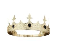 Couronne De Roi En Or Antique For Hommes/femmes, Diadème Rond, Diadème De Prince En Cristal, Couvre-chef Médiéval Délicat Confortable(C4 G black)