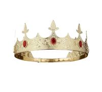 Couronne De Roi En Or Antique For Hommes/femmes, Diadème Rond, Diadème De Prince En Cristal, Couvre-chef Médiéval Délicat Confortable(C2 G red)