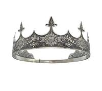 Couronne de roi royal d'or et couronnes de prince diadèmes ronds complets pour la fête d'anniversaire Cosplay Halloween cadeaux casque médiéval pour hommes/femmes Costume et accessoires de Cosplay