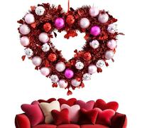 Couronne De Saint-Valentin | Décoration Cœur Pailleté 31 X 36 Cm | Guirlande Décorative pour Porte, Arches, Escaliers, Entrées, Chambres, Portails De Jardin | Ornement Festif À Suspendre
