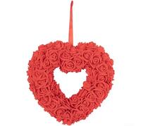 Couronne de Saint-Valentin en forme de cœur à suspendre à une porte, demande en mariage et décoration de fête avec matériaux adaptés à divers lieux de célébration (rouge)