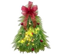 Couronne de Sapin de Noël Festive pour Porte d'entrée avec nœud Rouge et lumières, décoration Vacances en Toile Jute Verte 50 cm pour décorations Noël murales, cheminée et d'intérieur