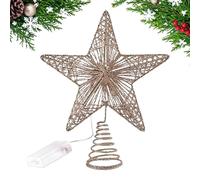 Couronne de sapin de Noël illuminée, étoile LED festive avec alimentation par piles, étoile illuminée à placer au sommet du sapin | Pour fêtes, mariages, bureau, nouvel an, vacances, bar Ho