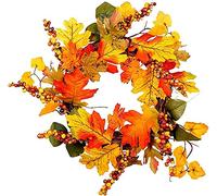 Couronne de Simulation de Noël, Pomme de pin, Baies Rouges, Feuille d'érable, décoration, Couronne de Vigne, Fleur, Noël, Thanksgiving, Mur de Porte, Couronne de Feuilles d'érable, décorations