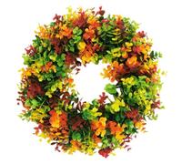Couronne de Simulation Ronde en PP, Guirlande Décorative Eucalyptus | Décoration Rustique pour Entrée, Cheminée ou Mur, Usage Toute L'année, Style Ferme, Fêtes et Réunions