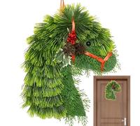 Couronne de tête de cheval, décoration de Noël faite à la main pour porte d'entrée et mur, guirlande de vacances réutilisable avec verdure et nœuds rouges, décoration d'intérieur pour intérieur et