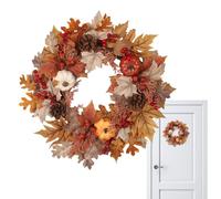 Couronne de Thanksgiving | Couronne de Baies de pour Porte d'entrée | Accessoire de scène d'ornement extérieur intérieur de 20 Pouces avec Crochet pour fenêtre Murale, clôture de Jardin, ma