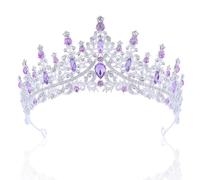 Couronne de tiare en strass,Tiara Cristal Couronne Princesse Tiara de Mariée Cristal Couronne Strass pour Femme,Bal Princesse Couronne pour Banquet de Adult Cheveux Accessoires (Argent violet)