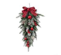 Couronne de Vacances Flockée 55x30cm pour décor Suspendu Plastique | Texture floquée réaliste design nordique branches en plastique durables prêt à être illuminé