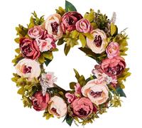 Couronne décorative 48,26cm - Couronne de porte avec pivoines et hortensias roses - Utilisable toute l'année - pour la maison et les décorations d'événements