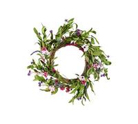 Couronne Décorative Artificielle Fleurs Rose Vert Marguerites Bourgeons 55,88cm