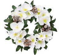 Couronne décorative avec roses de Noël artificielles et cônes 32cm