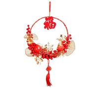 Couronne décorative de 40 cm pour le Nouvel An chinois avec baies, festival du printemps, suspension de porte d'entrée, ornement à suspendre au mur, à suspendre à la fenêtre, cadeau