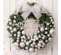 Couronne décorative de Noël - Grande couronne de verdure artificielle pour porte d'entrée, porte arrière, cheminée, mur, fenêtre