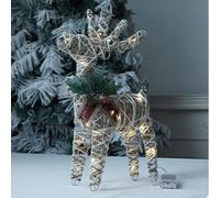 Couronne décorative décorative pour centre de table - 40 cm - Ficelle de renne de Noël festive avec lueur LED chaude ou décoration pour intérieur, cheminée, étagère, vacances rustiques (lampe cerf de