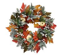 Couronne décorative d'Halloween - 45 cm - Décoration de cheminée pour les jours de fête - Couronne de Thanksgiving avec feuilles d'érable - Pour porte d'entrée - Décoration murale - Cuisine - Cheminée
