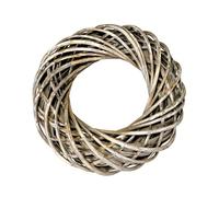 Couronne décorative en rotin style shabby blanc - 38 cm - Couronne en osier pour décorer - Couronne de porte en rotin - Couronne de table - Couronne de l'Avent - Couronne décorative en bois tressé