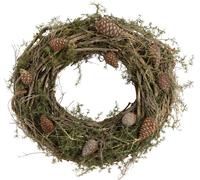 Couronne décorative naturelle avec branches et pommes de cèdre Couronne en bois Couronne de porte Décoration murale Décoration de table Landhaus Boho Ø40cm