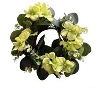 Couronne décorative pour porte d'entrée avec marguerites réalistes et éléments d'eucalyptus, convient pour les fêtes de printemps ou l'esthétique quotidienne (couronne verte)