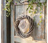 Couronne décorative "Romance" en osier Ø 36 cm avec cœur, style campagnard, couronne murale, couronne de porte