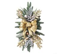 Couronne décorée de pommes de pin et de baies pour vos escaliers, avec guirlande lumineuse (doré)