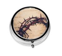 Couronne d'épines : cette petite boîte à pilules ronde est un organisateur de médicaments de voyage portable avec trois compartiments pour ranger les médicaments quotidiens.