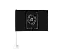 Couronne d'épines et croix à clipser sur la vitre d'une voiture, décoration de protection solaire, bannière double face 12 x 18 pouces pour camion