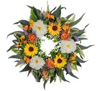 Couronne d'été Artificielle pour la Porte d'entrée Couronne de Fleur Eucalyptus Garlande décorative de Porte 'été pour décoration intérieure 40 cm décor la Maison