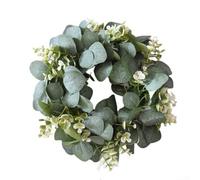 Couronne d'eucalyptus verte artificielle en soie à suspendre au mur, décoration nordique pour mariage, maison, fête en plein air, 35 cm de diamètre avec crochet