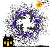 Couronne d'Halloween Branches Noires - Décoration Murale Arbre Illuminé