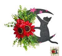 Couronne d'Halloween en forme de chat noir en forme de demi-lune