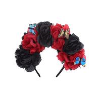 Couronne d'Halloween mexicaine fleur papillon décoration fête accessoire de costume jour des morts 10,2 cm Halloween jour des morts couronne gothique bandeau accessoires cheveux robe femme