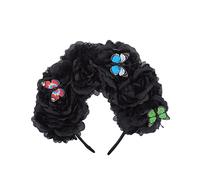 Couronne d'Halloween mexicaine fleur papillon décoration fête accessoire de costume jour des morts 10,2 cm Halloween jour des morts couronne gothique bandeau accessoires cheveux robe femme