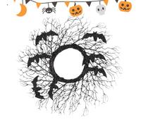 Couronne D'Halloween - Twig Spooky Wig Avec Des Chauves-souris | Couronnes De Branche Rustiques | Décoration De La Fête D'Halloween Perfection Pour Les Thèmes De La Maison Hantée, Décoration Du Porche