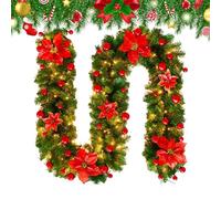 Couronne d'hiver | 2,7 mètres Décoration festive réglable réaliste, couronne de Noël pour porte | Pour intérieur familial, balustrade, maison de vacances, ferme, fête, fenêtre