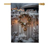 Couronne d'hiver au pays des merveilles - Bannière décorative blanche enneigée - Drapeau double face en toile de jute pour décoration de pelouse - 71,1 x 101,6 cm