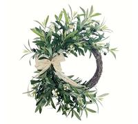 Couronne d'olive pour porte d'entrée, couronne verte de printemps et d'été, petite couronne de porte artificielle réaliste pour ferme, mariage, maison, fenêtre, mur, cheminée