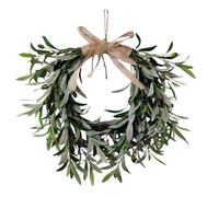 Couronne d'olivier artificielle, couronne de branches d'olivier rustique, 50 cm, plante artificielle décorative toutes saisons pour porte d'entrée, mur, décoration d'intérieur et d'extérieur