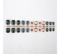 Couronne D'ongles Artificiels De Noël Couverture Complète Faux Courts À Coller Pour L'hiver 24 Pièces