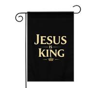 Couronne d'or inspirante Jésus est roi Drapeaux de jardin (12,5 x 18 pouces) - Bannière aux couleurs éclatantes pour décoration extérieure de jardin et de maison